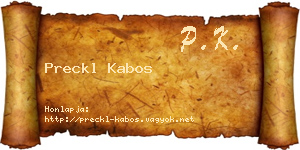 Preckl Kabos névjegykártya